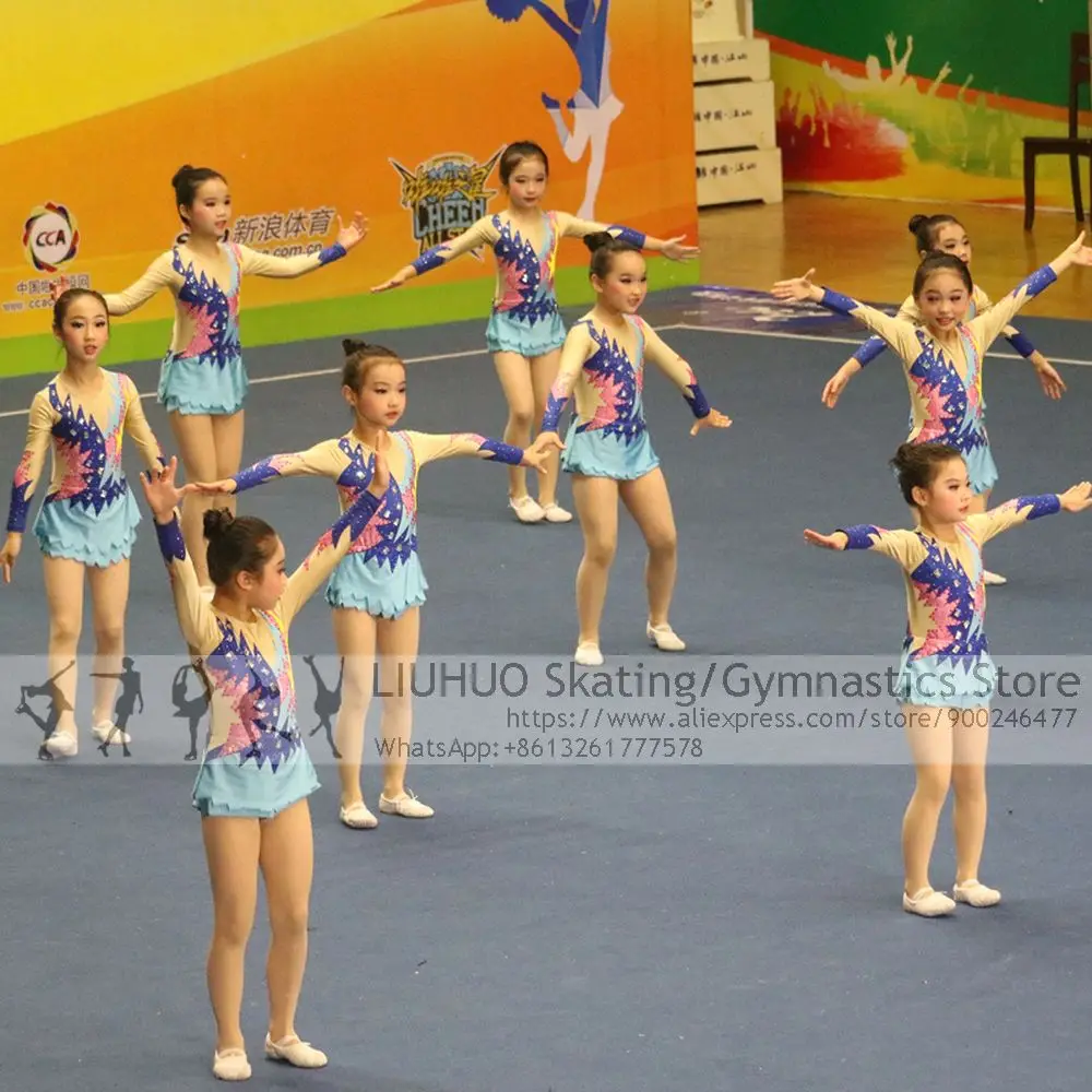 Figure Skating Dress Women CheerleadIng Competition Costume Child Kids Clubs Aerobics Cheerleading Varsity Rhythmic Uniform