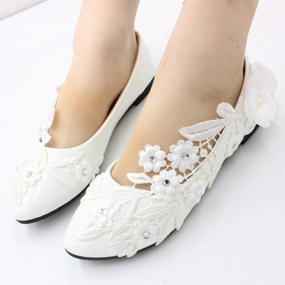 【Xingchenmao】New white flat large size wedding shoes for women bride wedding shoes lace lace shoes for women BH2117