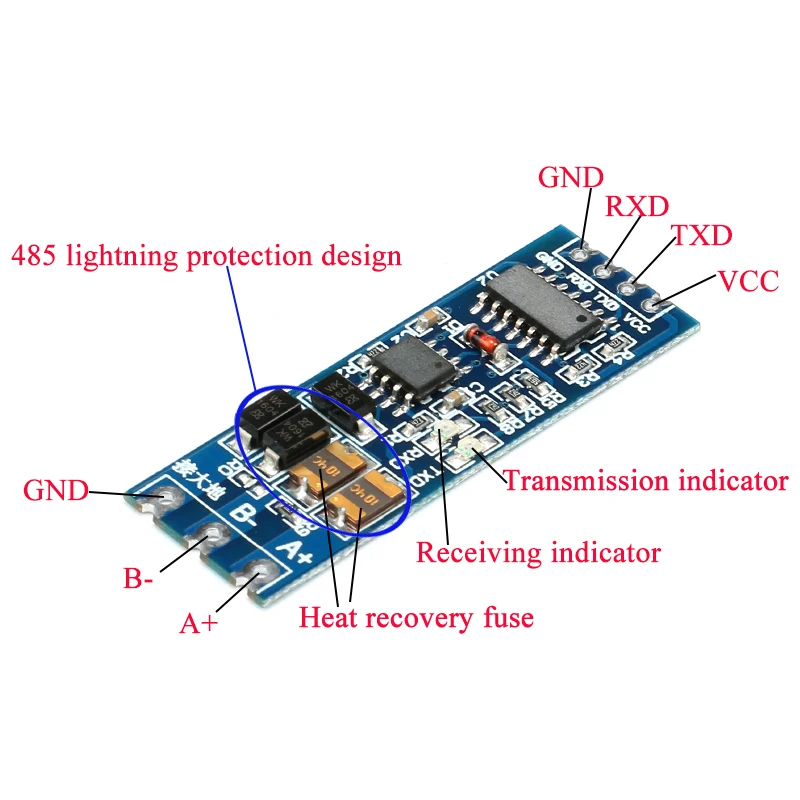 Módulo RS485 de giro TTL, 5 uds., 485 a nivel UART serial, hardware de conversión mutua, control de flujo automático
