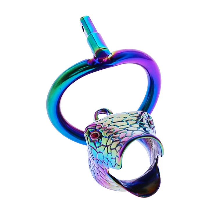 Rainbow Snake Cock cage Male Chastity Devices Stainless Steel Cock Cage  Metal Chastity Belt Penis Ring Sex Toys Cock Lock