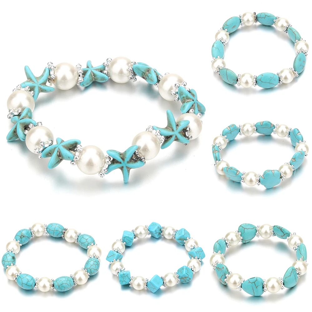 Dropshipping Blue Natural Stone Charm Bracelets Beads Bracelet & Bangles For Women Men Beads Making Jewelry Bracelets Gift