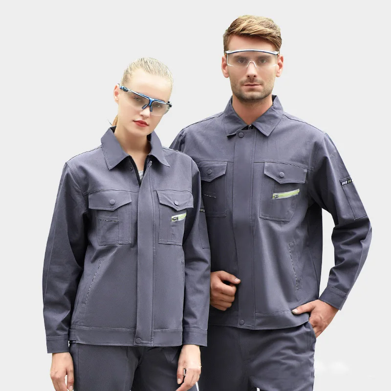 Welding Clothing 100% Cotton Durable Work Clothing Men Women Jacket+Pants Multi Pockets Machine Repair Workshop COverall Uniform