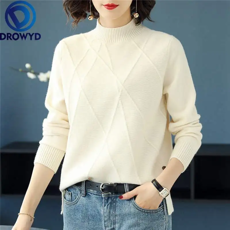 Multicolor Fashion Turtelneck Sweater Women Fall Soft Cotton Loose Knitted Hot Tide Thick Winter Korean Casual Simple Chic Tops