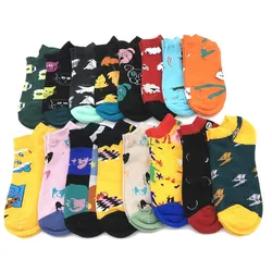 Newly Happy Socks Men Plaid Stripe Hot Dog Corn Hamburger Pattern Novelty Men Boat Socks Invisible Cotton Sock