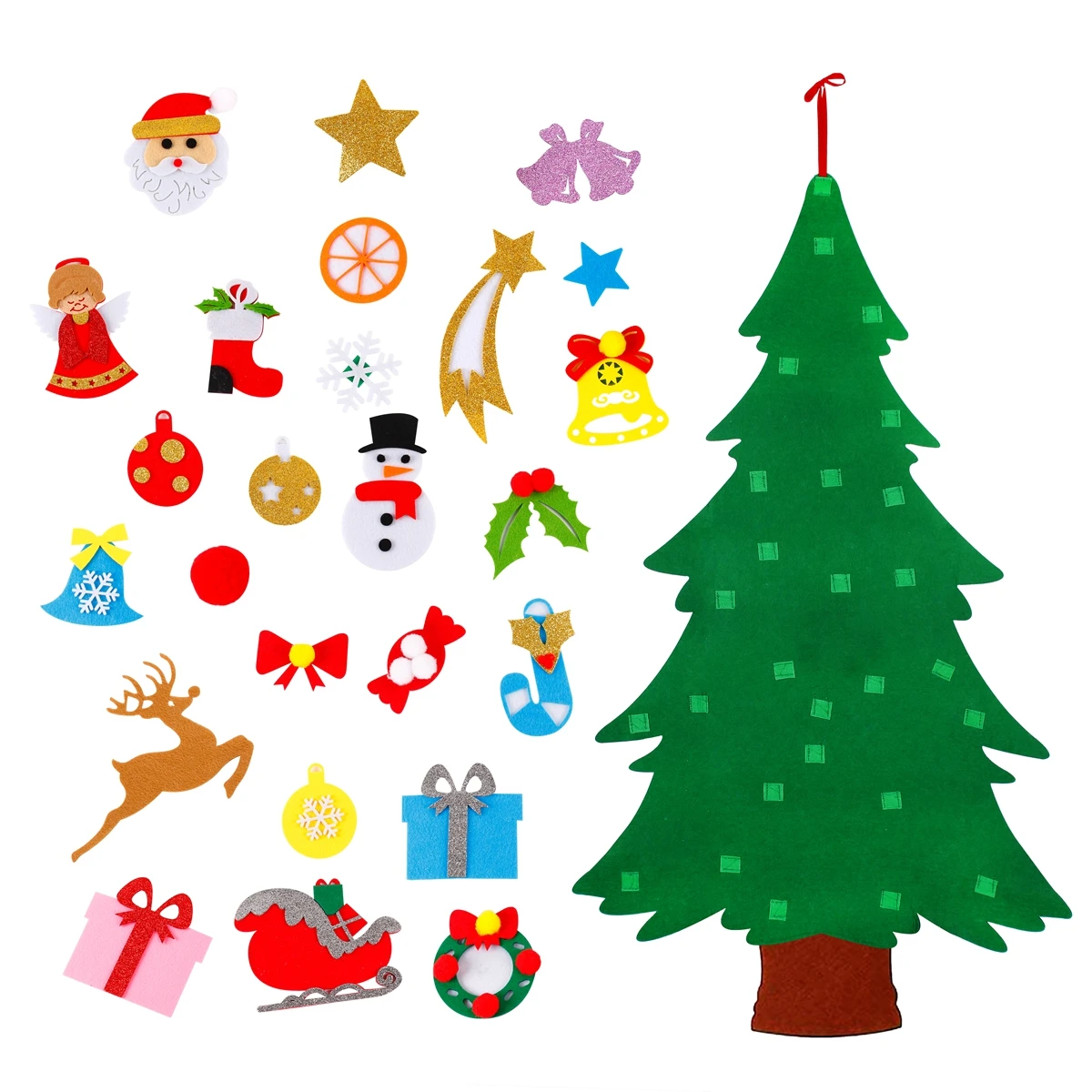 

QIFU 3D DIY Felt Christmas Tree Christmas Decorations for Home Christmas Tree Decoration Xmas Gifts New Year 2021 Navidad Noel