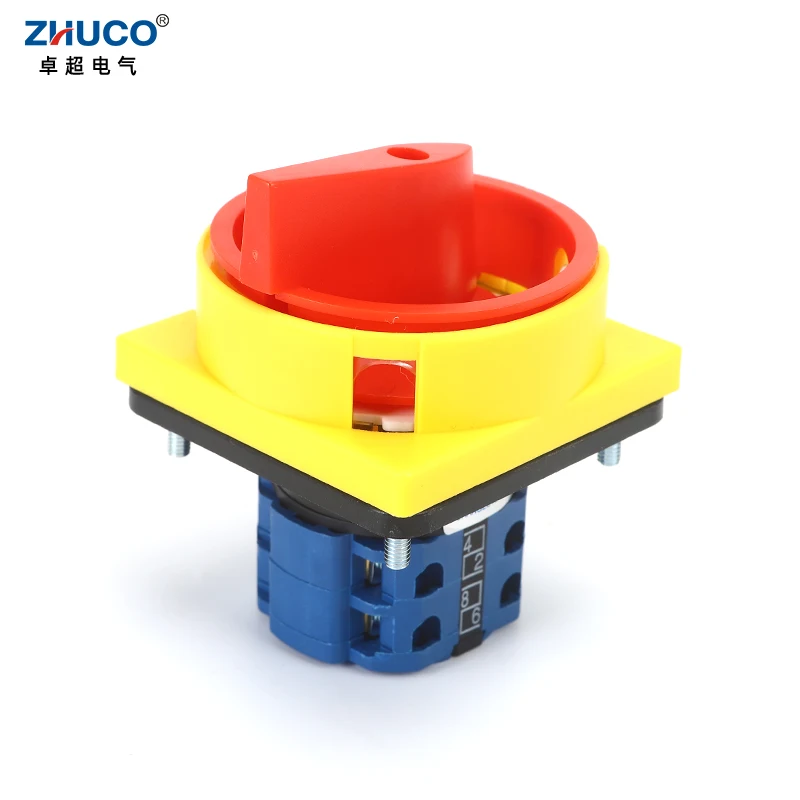 ZHUCO SZW26-202GS 2 Poles 20A 64X64mm Panel OFF-ON Rotary Cam Switch Control Changeover Switch Power Cut-off Switch with Padlock