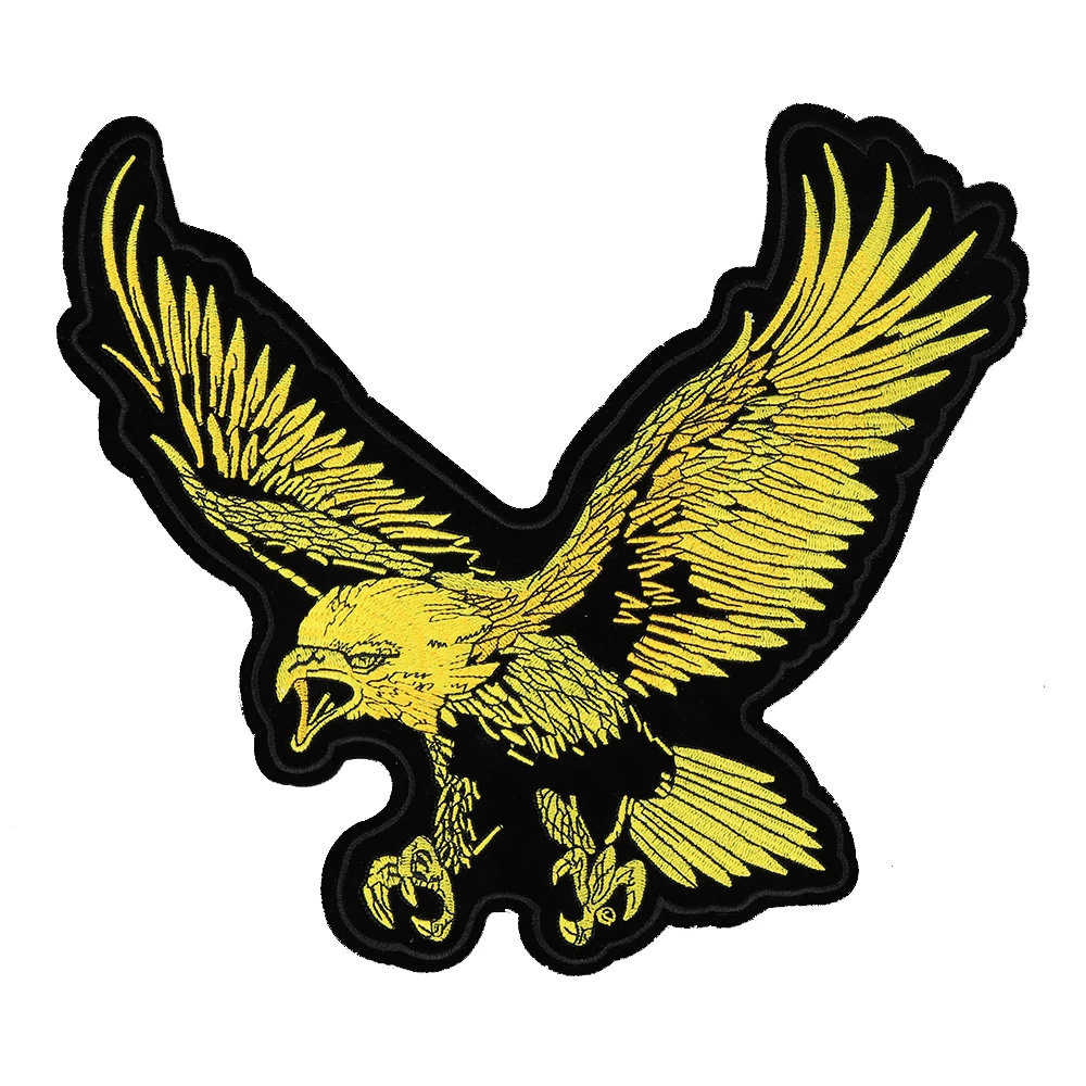 Eagle Embroidery Patches Large Biker Patches On Clothes Punk Badges Embroidered Patch Jacket Coat Accessories Stripe