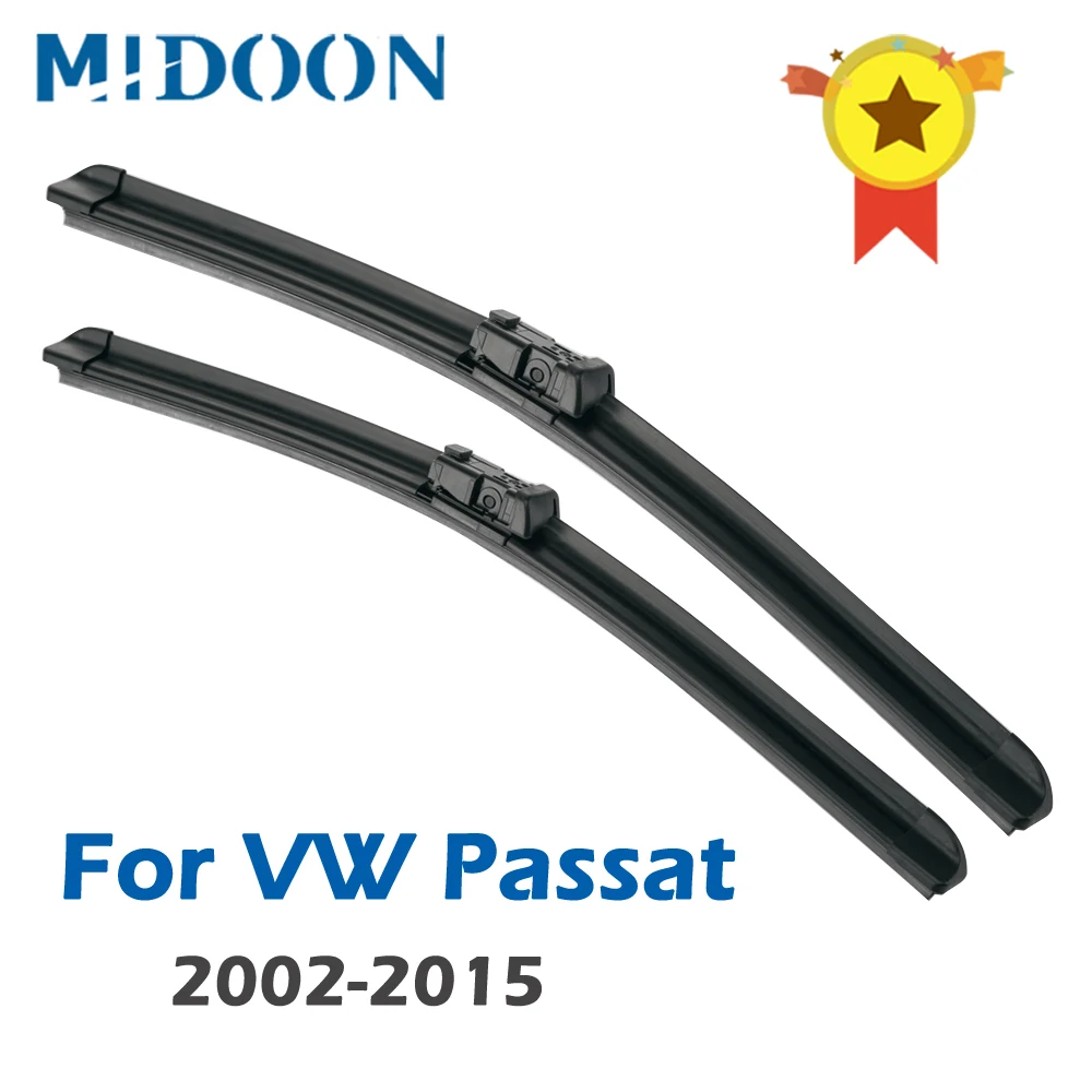 MIDOON Windscreen Wiper Blades for Volkswagen VW Passat B5 B6 B7 Fit Side Pin / Push Button Arms Model Year from 2002 to 2015