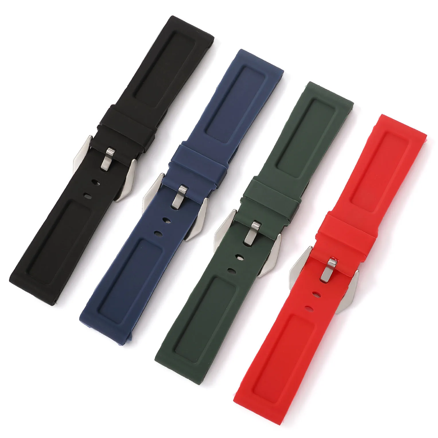 22mm 24mm 26mm Black Blue Red Green Silicone Watchband Replacement Rubber Band For Panerai Strap Wristband