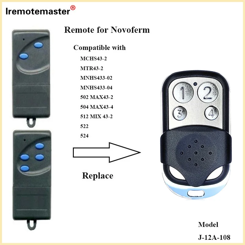 

Compatible with NOVOFERM MTR43-2 MCHS43-2 Garage Door Opener Remote Control with 4 buttons 433.92mhz rolling code