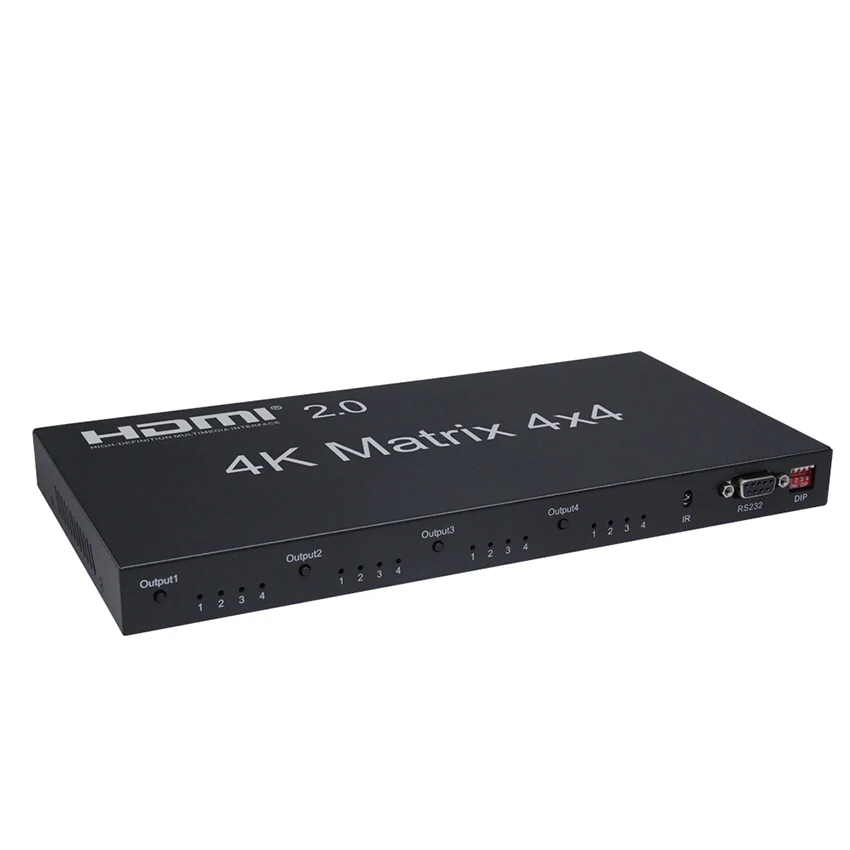 HDMI 2.0 Matrix 4x4 4K@60Hz（RGB/YUV 4：4：4）Switch Splitter 4 in 4 out control through RS232 or IR remote HDMI Switcher