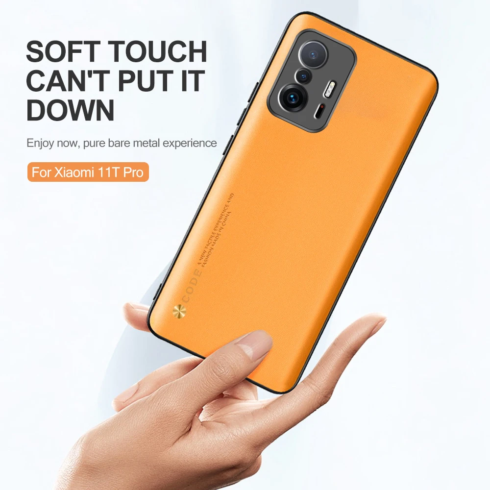 Mi11T Case Plain Skin Leather Phone Cover For Xiaomi11T  Xiaomi 11T Xiomi Mi 11 T Pro 11TPro 5G TPU Soft Bumper Protect Fundas