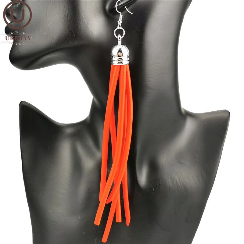 UKEBAY New Multicolor Tassel Earrings Women Long Drop Earrings 5 Colors Rubber Jewelry Gothic Ear Accessories Lengthen Earring