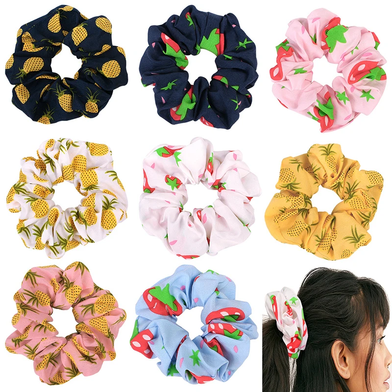 Korean Women Hearwear Girls Hair Tie Elastic Hair Bands Lady Scrunchies Ponytail Holder Rope Pineapple Print Hair Accessories