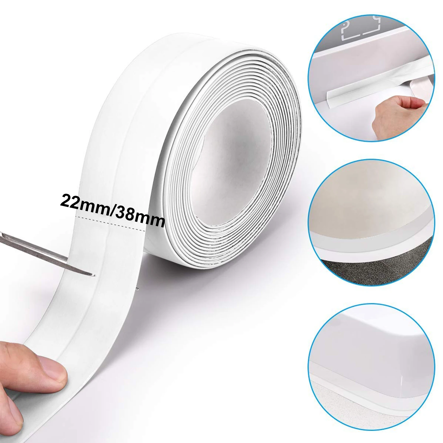 Sealing Tape For Bathroom Kitchen PVC Self Adhesive Caulk Tape Sealant Strip Waterproof Sink Bathtub Floor Wall Edge Protector