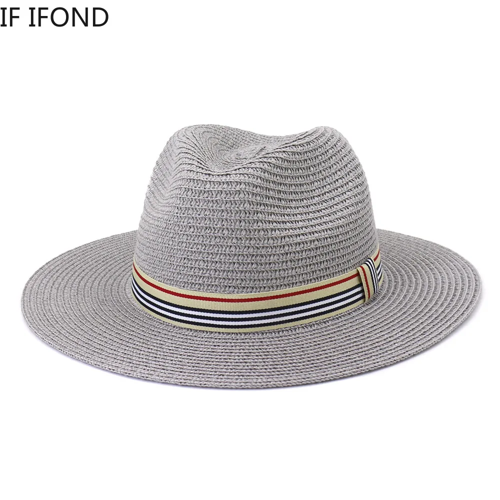 Women Wide Brim Sun Hats 2021 Spring Summer Fashion Panama UV Sun Protection Beach Straw Cap Men Outdoor Casual Jazz Cap