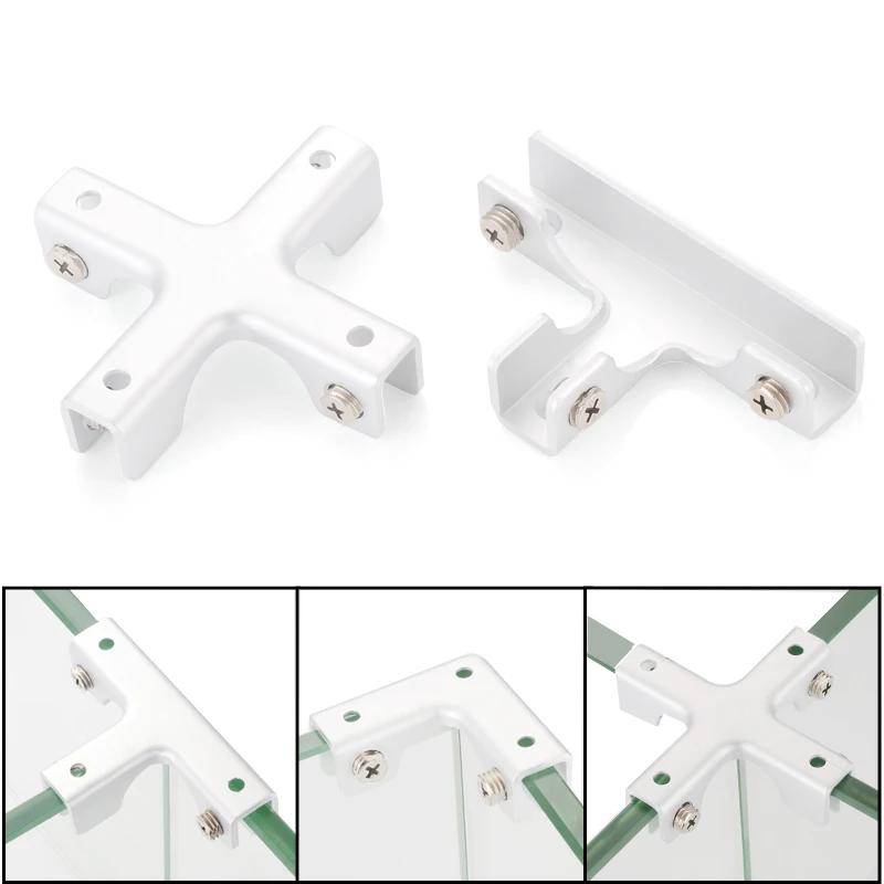 Multi-function Glass Clip L/T/Cross-type Glass Clamp Clip Aluminum alloy Material Not Rust for Cabinet/Fish tank/Furniture Fixed