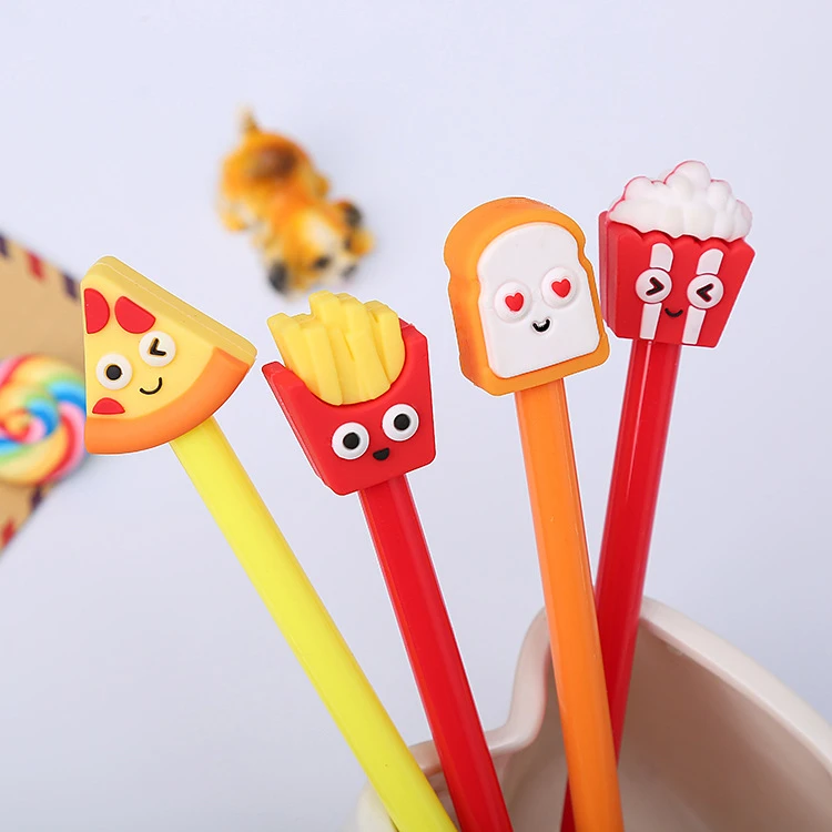 Ellen Brook 1 PCS Cute Kawaii Creative Fast Food School Office Stationery Gel Pen Sweet Lovely Fries Popcorn Bread Pizza Pen