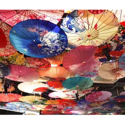 Japanese Oil Paper Shade Umbrella Ceiling Decorative Umbrella Lamp Japanese Wall Decoration Painting Japanese Parasol Pederneira