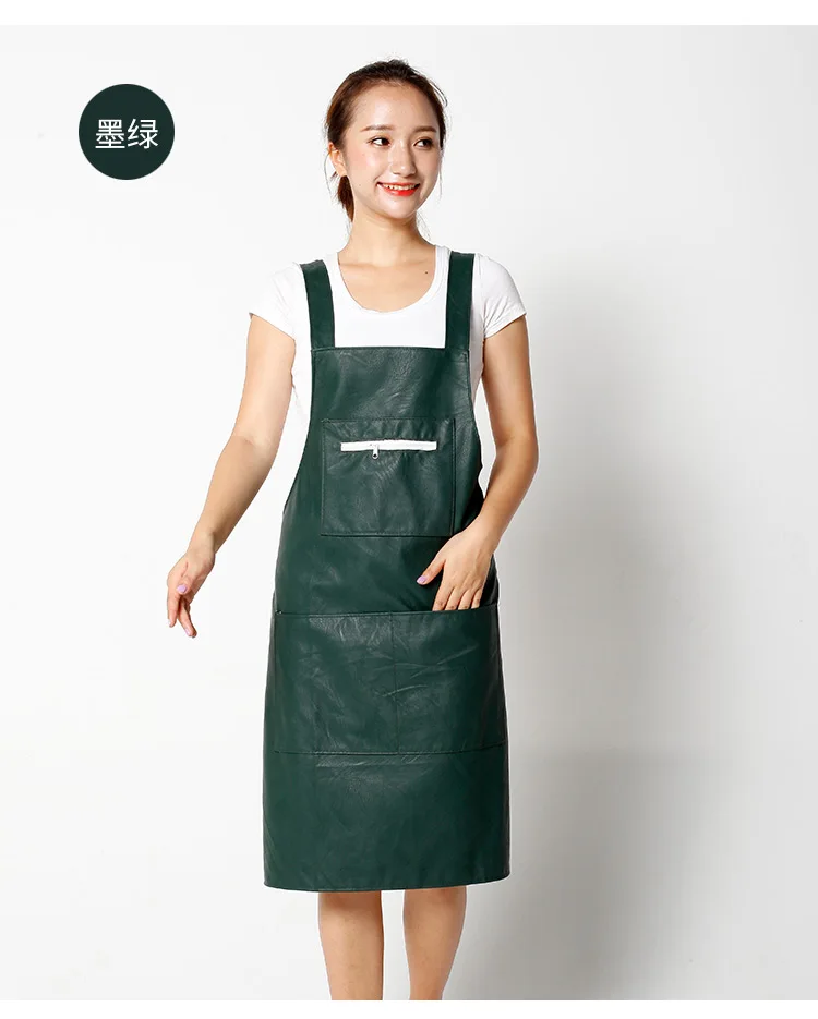 Women\'s PU Leather Vest Design Apron Waterproof and Oilproof Kitchen Cooking Gown Adult Bib Waist