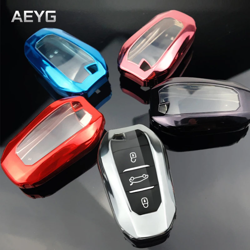 Soft TPU Car Key Case Cover Shell Fob Holder For Peugeot 308 408 508 2008 3008 4008 5008 For Citroen C4 C6 C3-XR Accessories