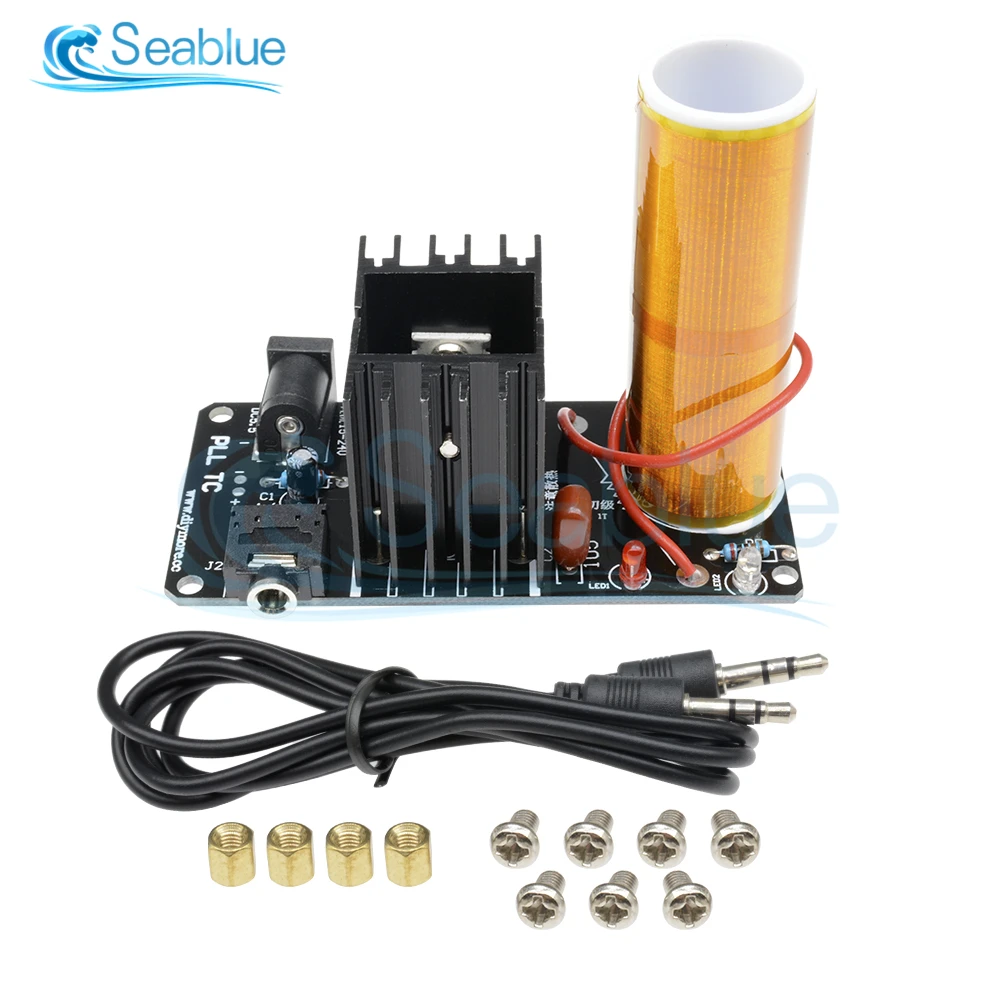 1 Set Mini Tesla Coil Kit 15W Mini Music Tesla Coil Plasma Speaker Tesla Wireless Transmission DC 15-24V DIY Kits