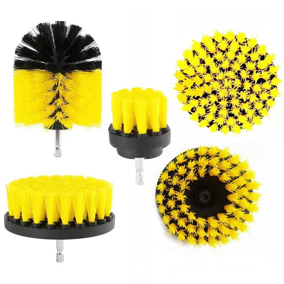 Electric Drill Brush Cleaner Scrubbing Brushes Kit Round Nylon Brushes for Floor Surface Grout Tile Tub Shower Cleaner Care