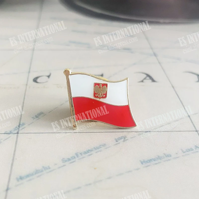 Poland With Eagle National Flag Embroidery Patches Badge Gifts Shield And Square Shape Pin One Set On The Cloth Armband Backpack