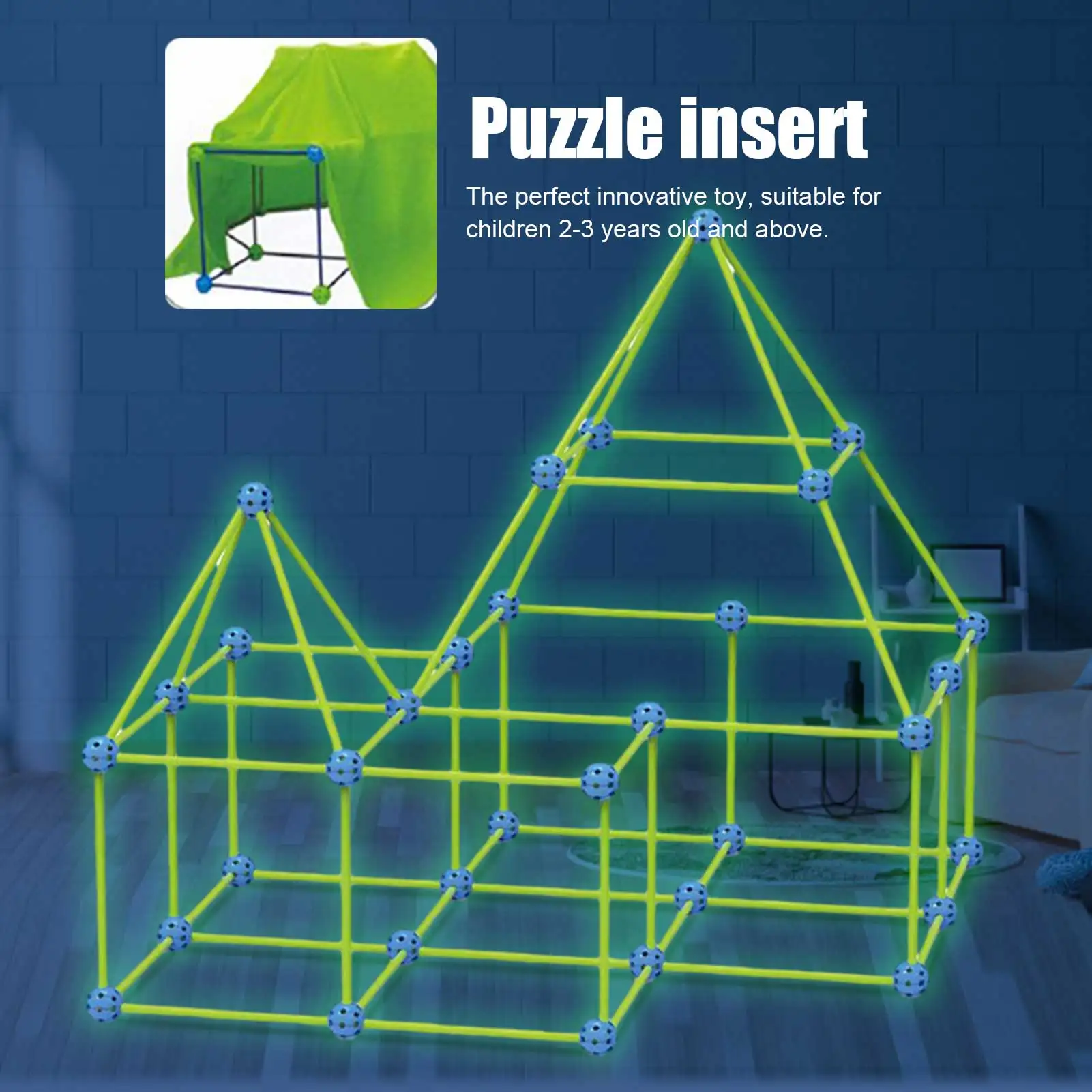 Children's Luminous Castle House Tent Toy DIY Patchwork Beads Gift Fort Building Kit Luminous Upgrade Factory shop