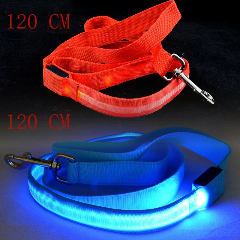 Luminous Dog Leash Rope LED Light Nylon Leash For Dogs Night Safety Anti-Lost/Avoid Car Accident Dog Collar Harness Accessories