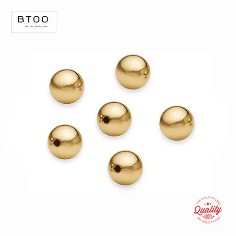 진짜 14K 골드 채워진 라운드 원활한 구슬 골드 비즈 보석 만들기 Handmde DIY 액세서리 골드 쥬얼리 결과 씨앗 비즈