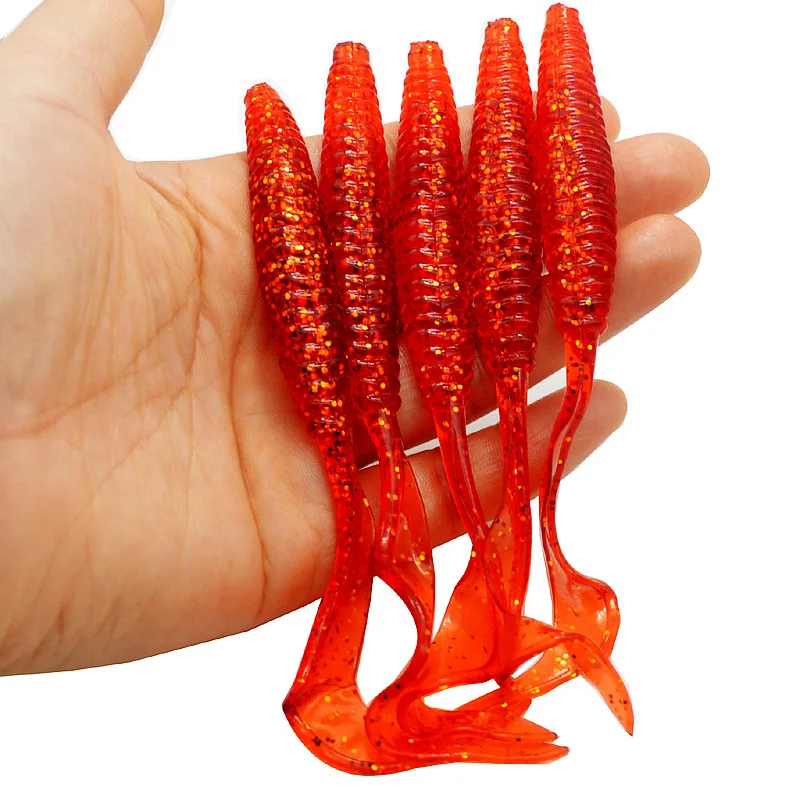 Angelköder mit langem Schwanz, weicher Köder, 13 cm, 6 g, Schraubgewinde, einzelne Sichelschwänze, Wurmgrub, Kunstköder, Lot 5 Stück im Angebot – Detail 8