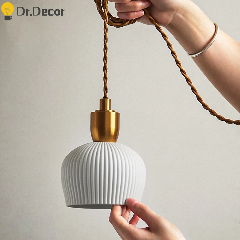 

Modern Gold Ceramics Pendant Lights Lighting Nordic Dining Room LED Pendant Lamp Living Room Home Indoor Decoration Hanging Lamp