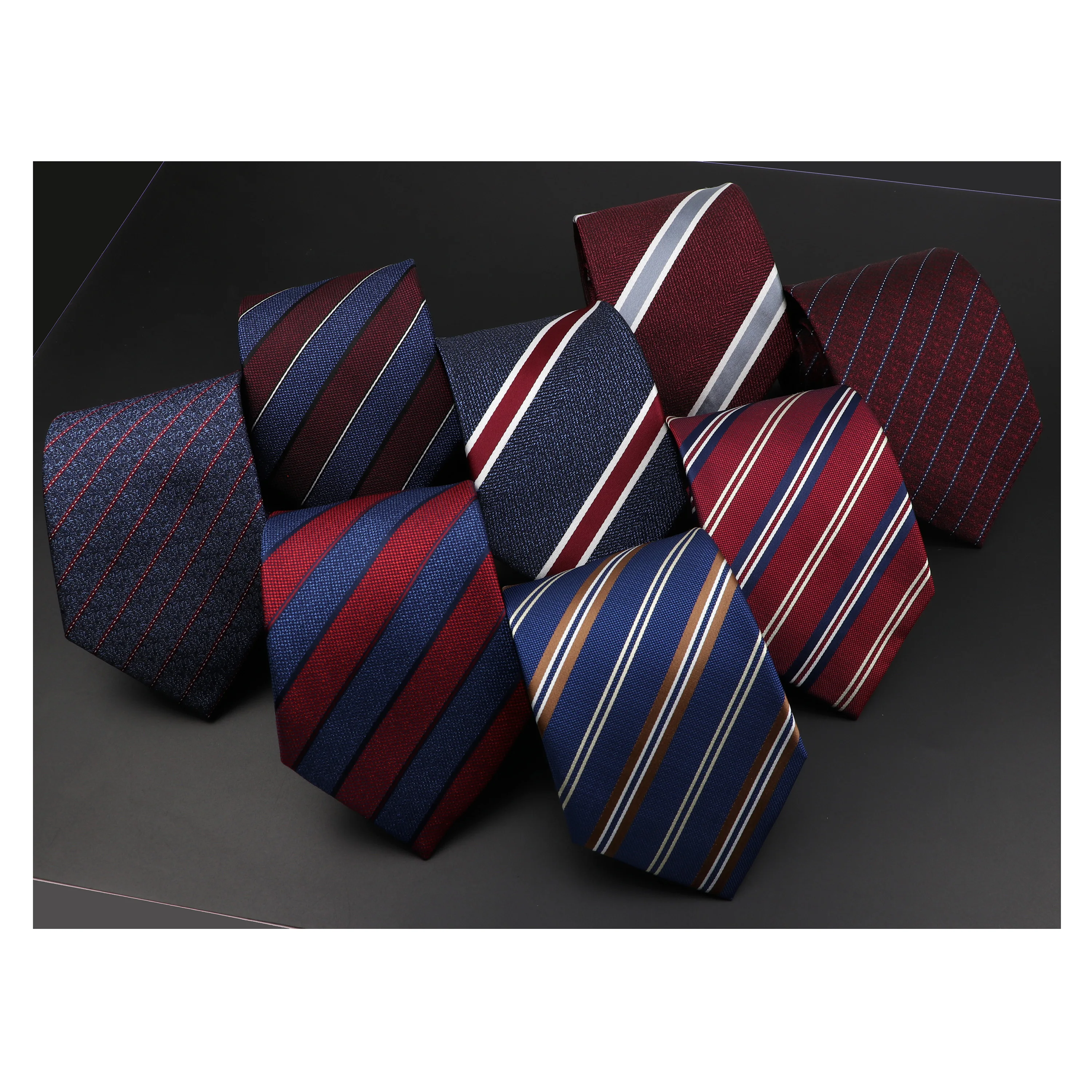 8cm New Fashion Stripe Men's Tie Classic Polyester Bright Necktie Business Meeting Formal Necktie Accessories Daily Wear Cravat