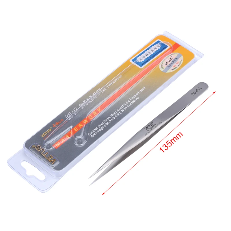 Vetus Electronics Industrial Tweezers 3C-SA AA-SA SS-SA 00-SA Anti-acid Straight Tip Precision Pinzas Phone Repair Hand Tool