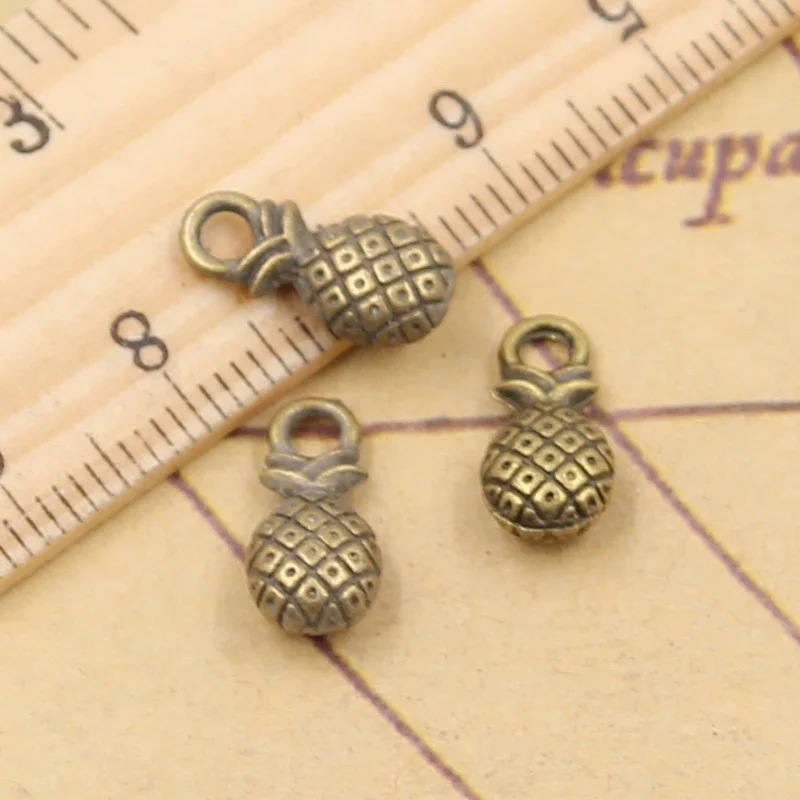 20pcs Charms Double Sided Pineapple 14x7mm Tibetan Bronze Silver Color Pendants Antique Jewelry Making DIY Handmade Craft