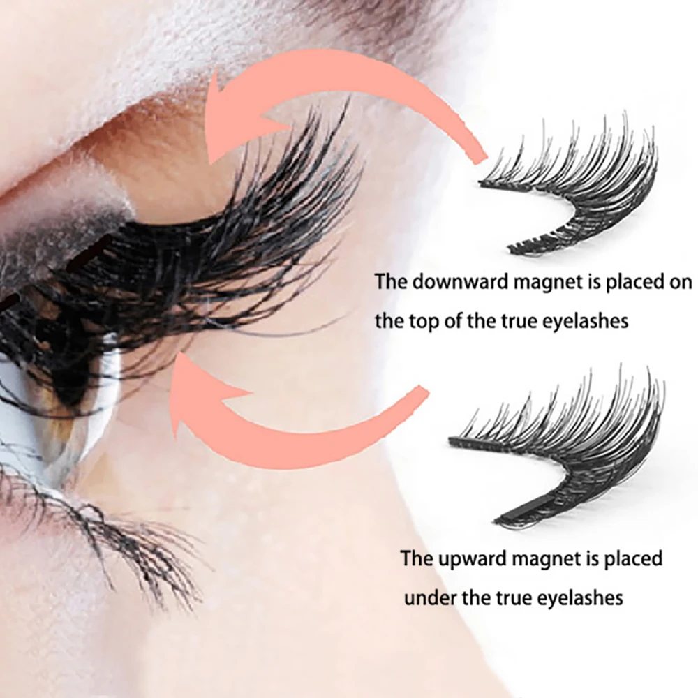 4pcs 3D Magnet Eyelashes 5pcs Magnets Natural Thick Eyelashes Repeatable Makeup Eyelashes Slender False Eyelashes