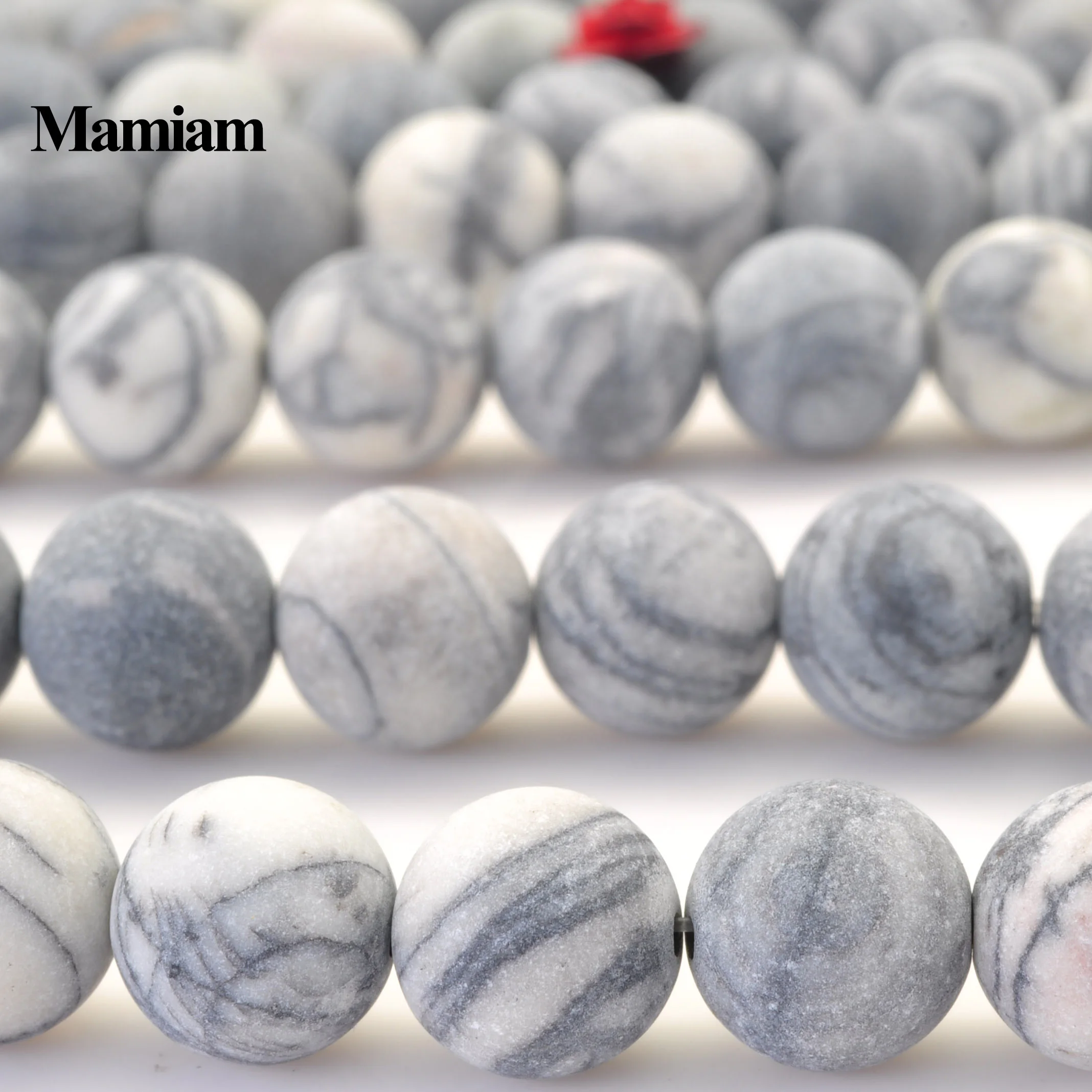 Mamiam Natural Black Network Zebra Stripes Matte Round Beads Loose Stone Diy Bracelet Necklace Jewelry Making Gemstone Design