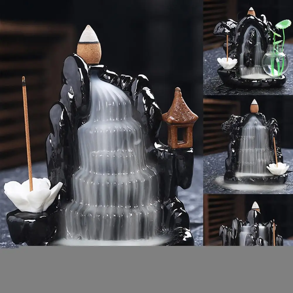 1Pc Backflow Incense Burner Waterfall Decoration Cense Holder Ceramic Smoke Censer Handicraft Home And Office Decor курильница 