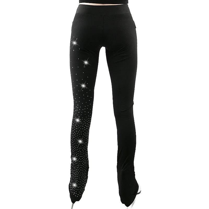 Ice Figure Skating Dress Practice Pants Trousers Girls Women Skate Dressing Tights Leggings With Rhinestones