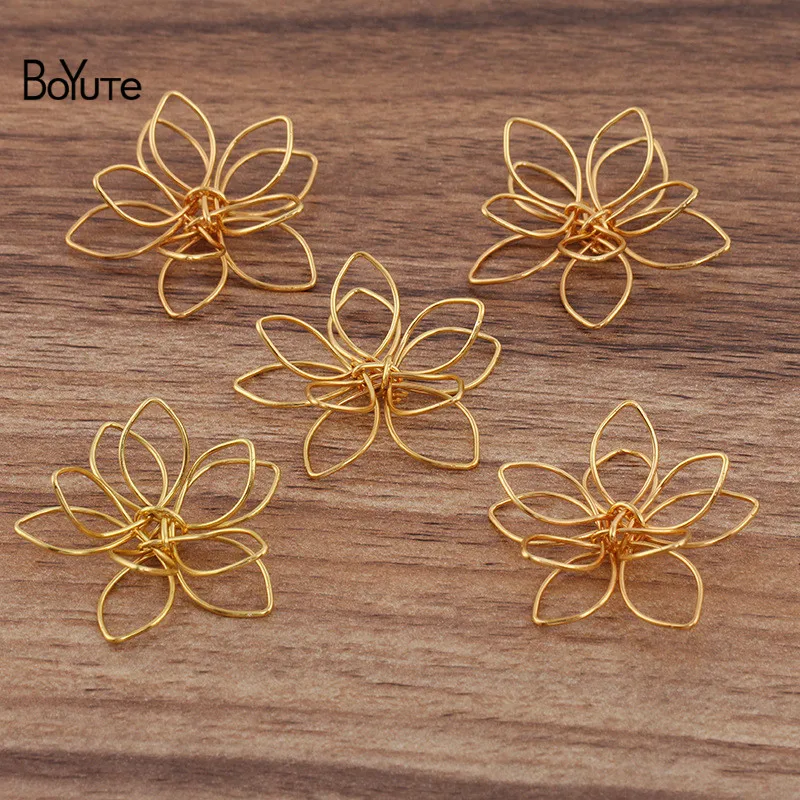 BoYuTe (50 Pieces/Lot) 20MM 35MM Metal Iron Wire Winding Flower Materials Handmade Diy Jewelry Findings Components