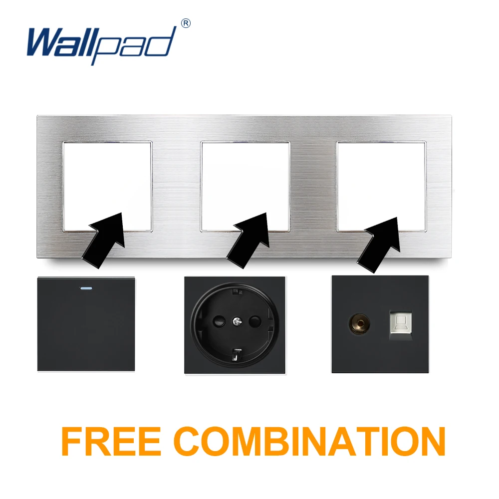 Wallpad Luxury Silver Metal Panel Aluminum Alloy Frame 1 2 3 4 5 Way Switch Vertical Frame  Only For S6 Series