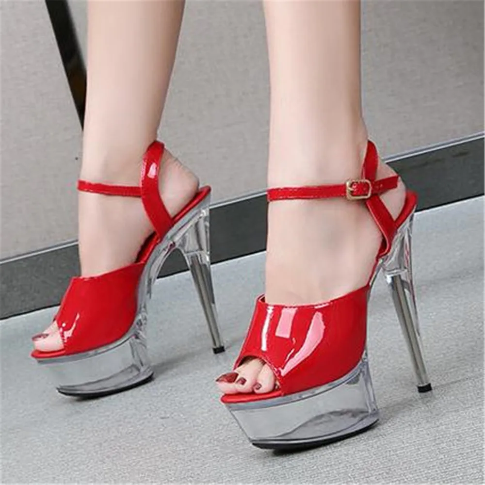 2024 Summer Women Sandals Sexy Shoes For Ladies High Heels Fashion PU Platform 13/15CM Female Strip Pole Dance Pumps Black White