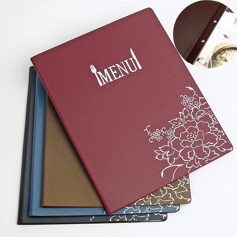 

Good Quality 360Grams A4 PU Leather Menu Folder Price List Book For Restaurant & Salon & Hotel