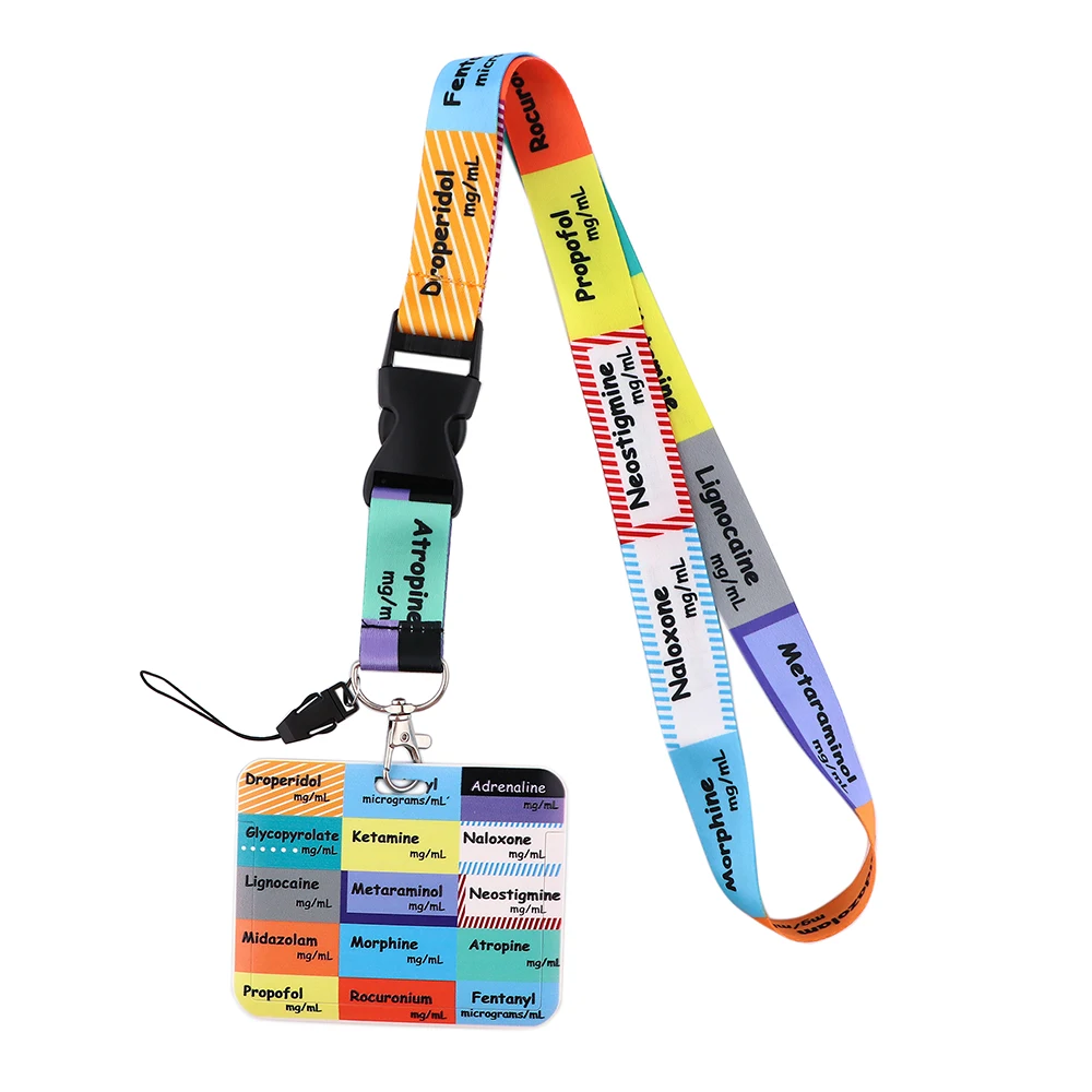 YL687 Medical Doctors Nurses Critical Care ICU Anaesthetics Cartoon Print Lanyard Card ID Holder Key Neck Straps Badge Holder