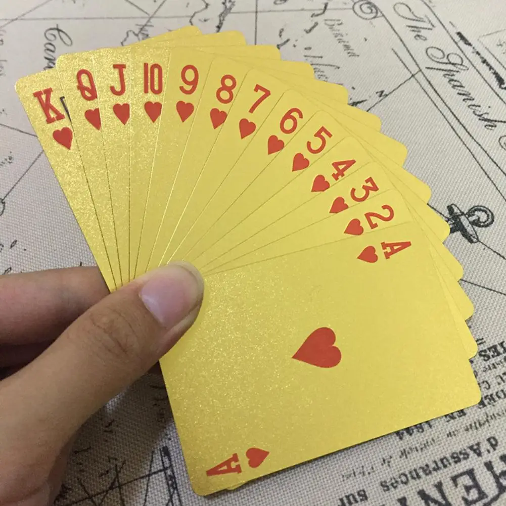 Creative Gold Foil Poker Plastic Waterproof Black Poker For Camping Beach Swimming Pool Plastic Waterproof Poker