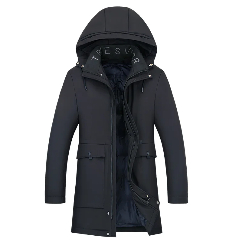 Detachable Liner Middle-aged Men's Cotton-padded Clothes Jacket Winter Thick Mid-length Cotton-padded Jacket Dad down Feather Co