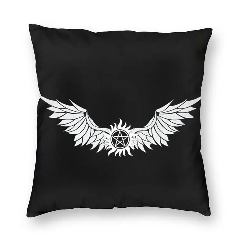 Custom Supernatural Lucifer Wings Logo Pillow Cover Home Decorative 3D Double Side Print TV Show Cushion Cover for Living Room