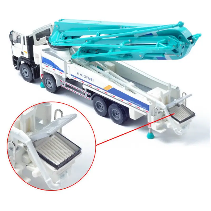 1:55 Scale Diecast Concrete Pump Truck High Simulation Construction Vehicle Car Model Toys Alloy Die-Cast Vehicle Birthday Gift