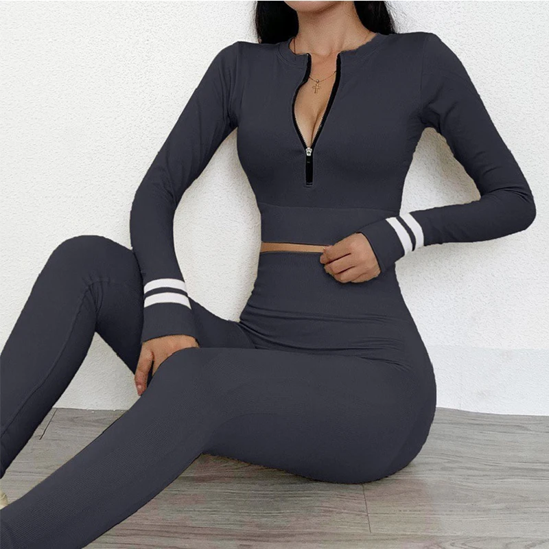 

2 Pc Set for Women Seamless Leggings Workout Clothes for Women Gym Set Workout Sportswear 2021 Gym Fitness Crop Top